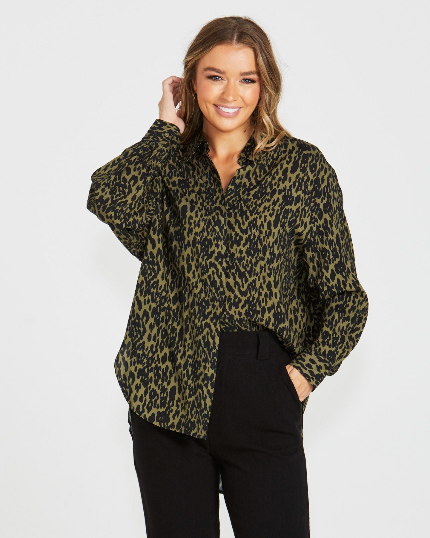 Theo Oversized Shirt - Khaki Animal