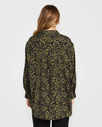 Theo Oversized Shirt - Khaki Animal