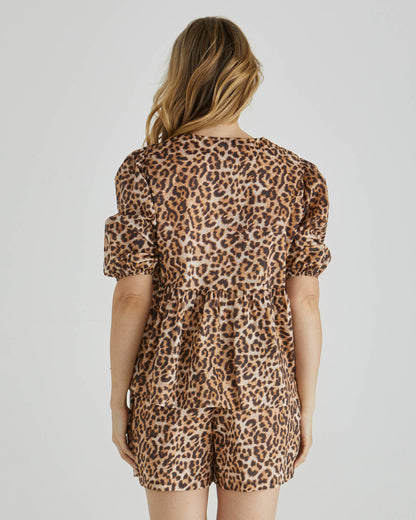 Sylvie Peplum Top - Animal Print