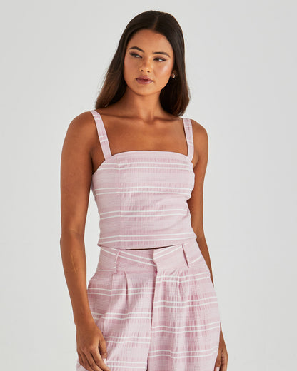 Lea Crop Top - Pink Stripe