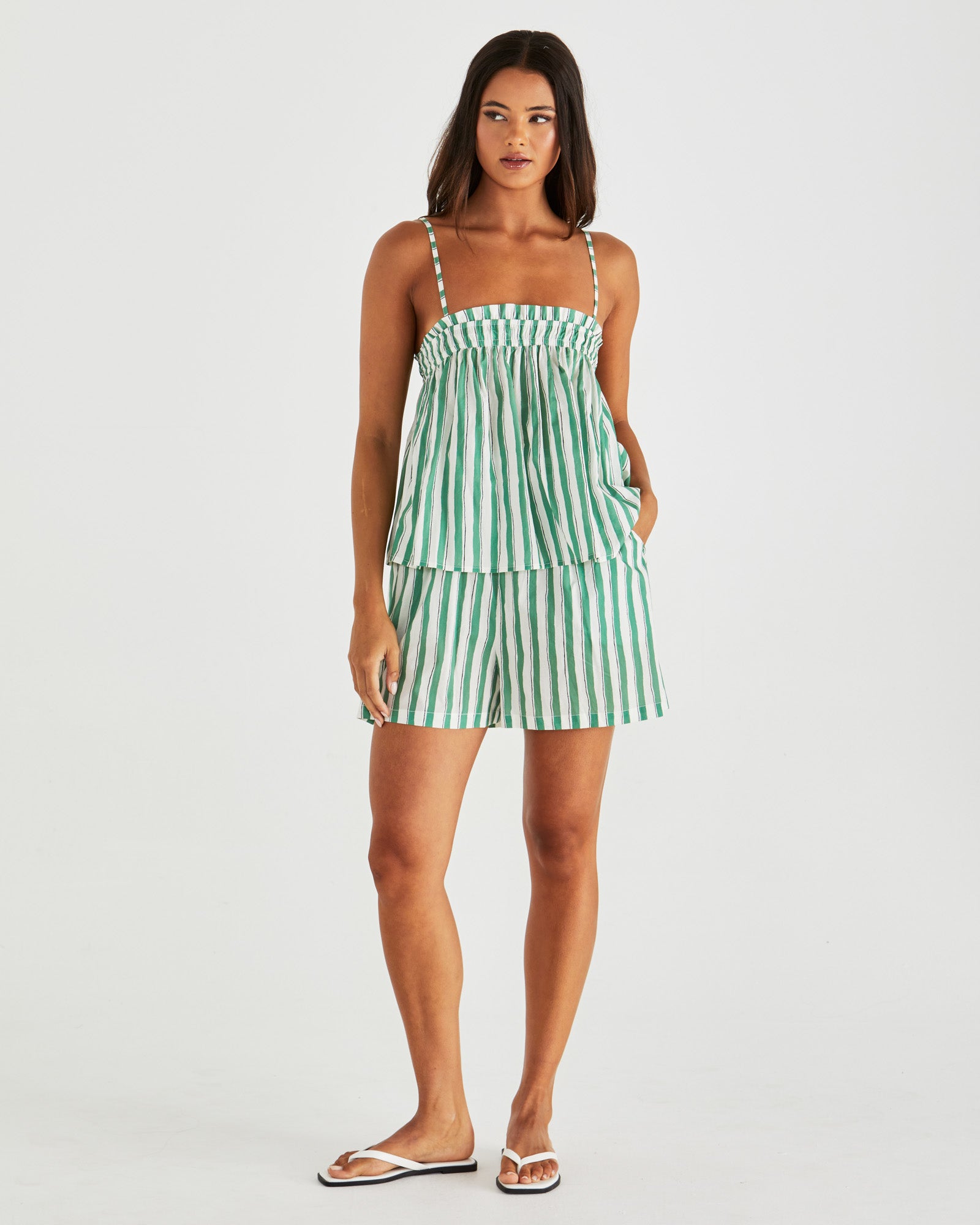 Seraphina Shorts -Green Stripe