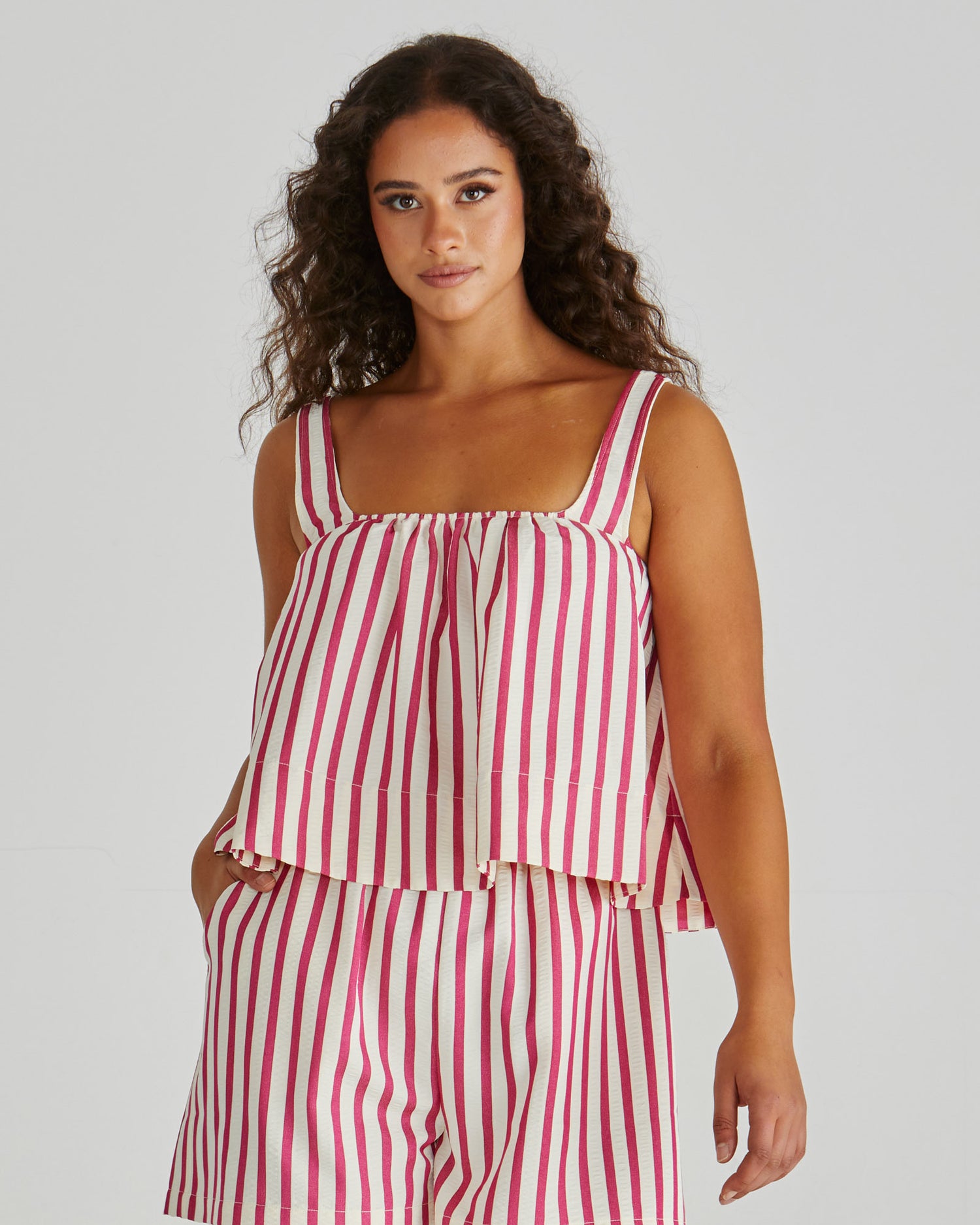 Henri Baby Doll Top - Pink Stripe