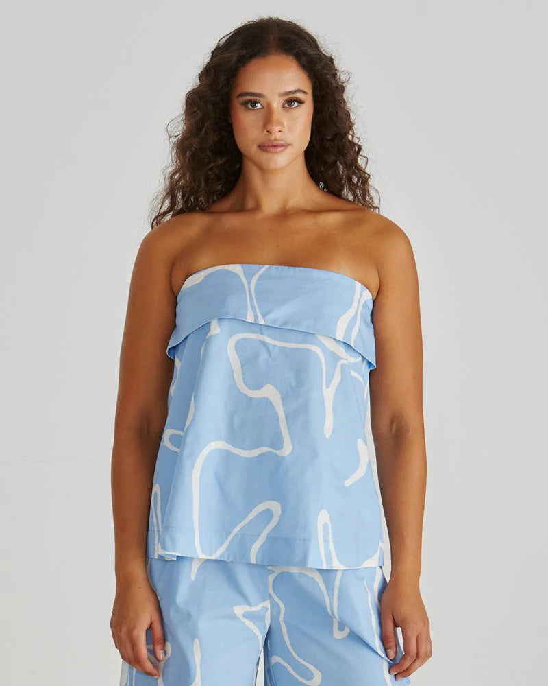 Tilda Strapless Top - Abstract Daisy