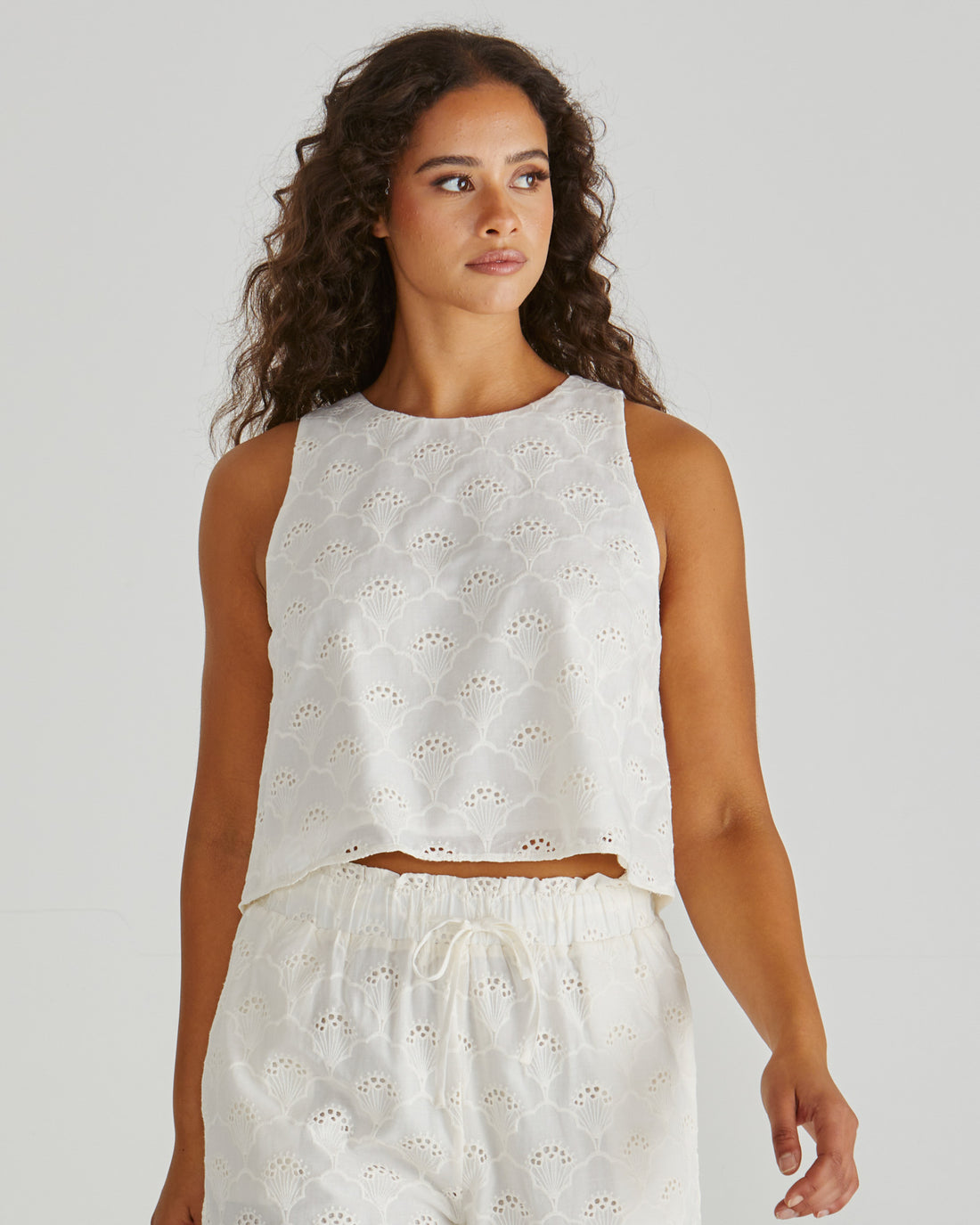 Zimmy Broderie Tank - Cream