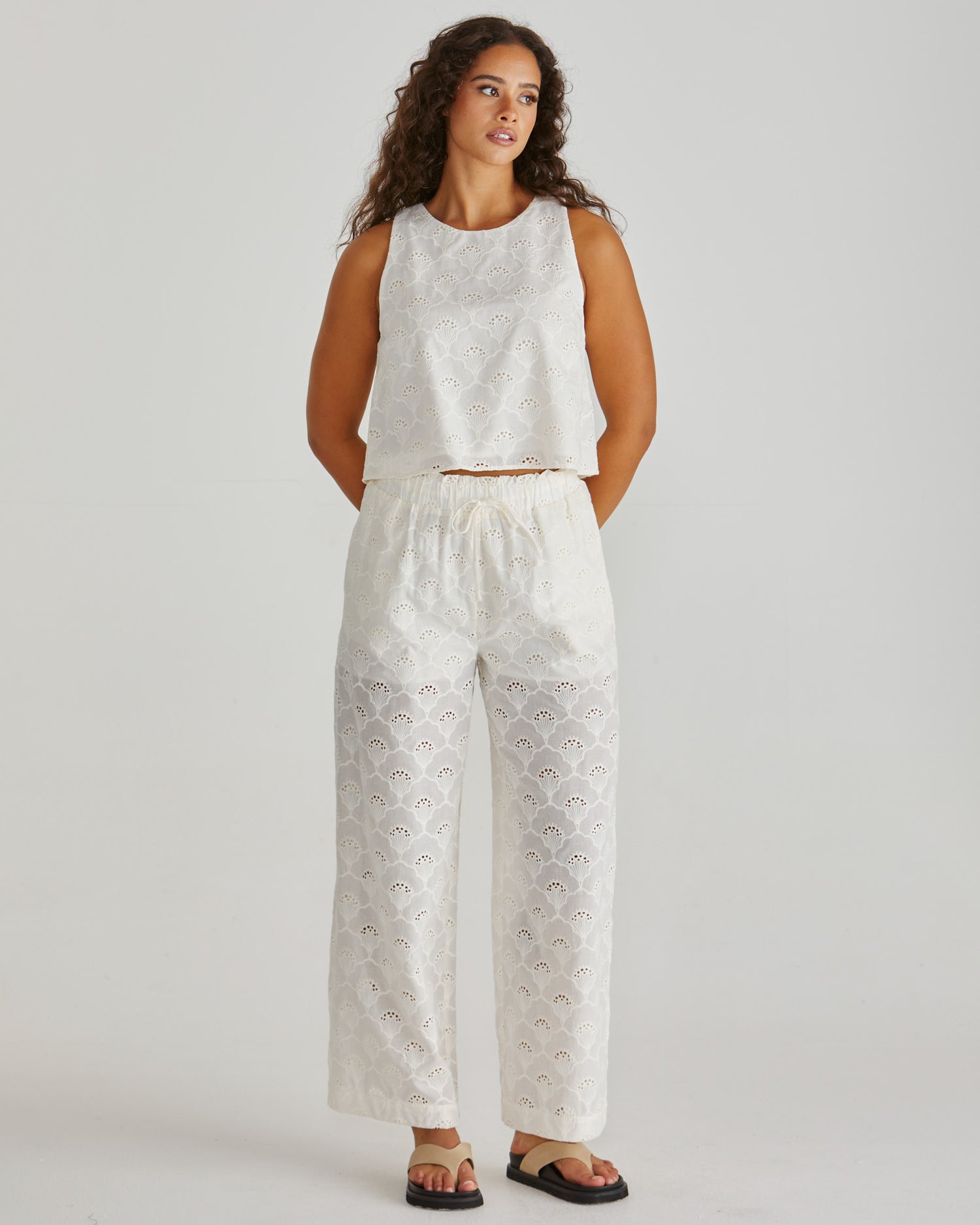Zimmy Broderie Pants - Cream