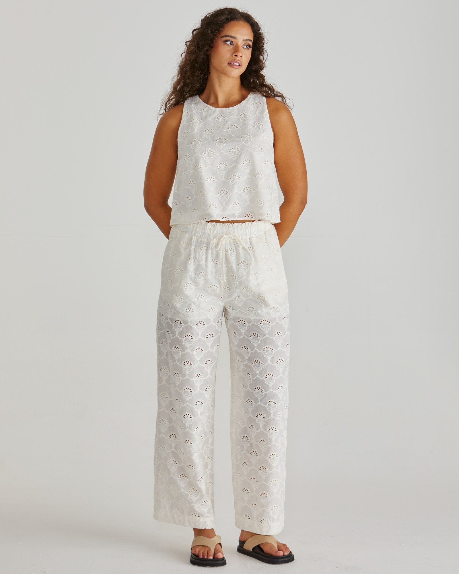 Zimmy Broderie Pants - Cream