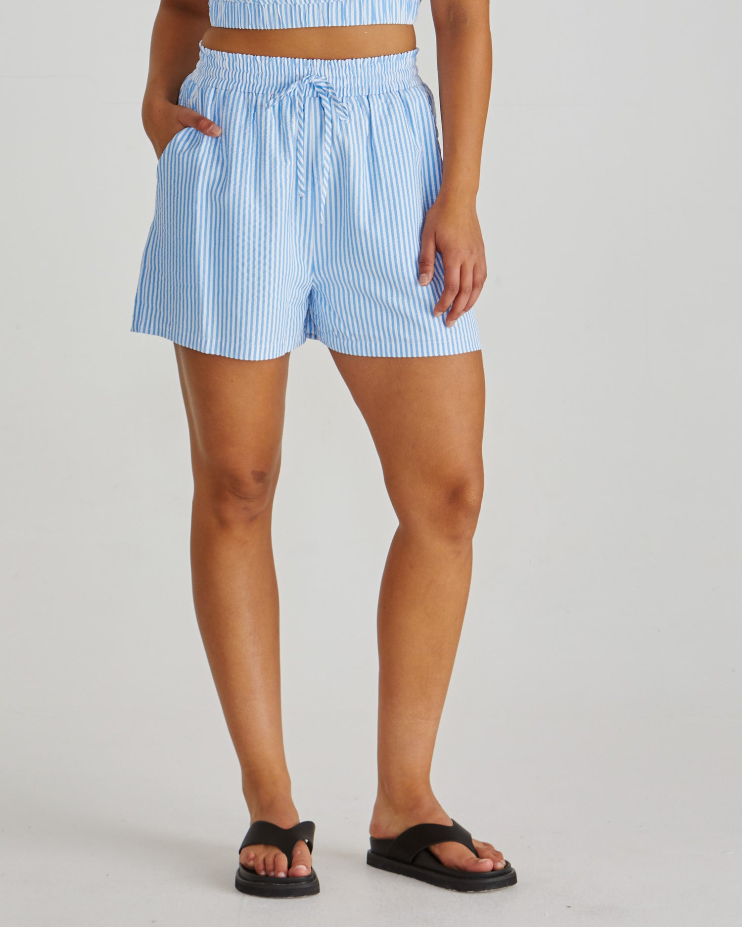 Alani Shorts - Blue White Stripe