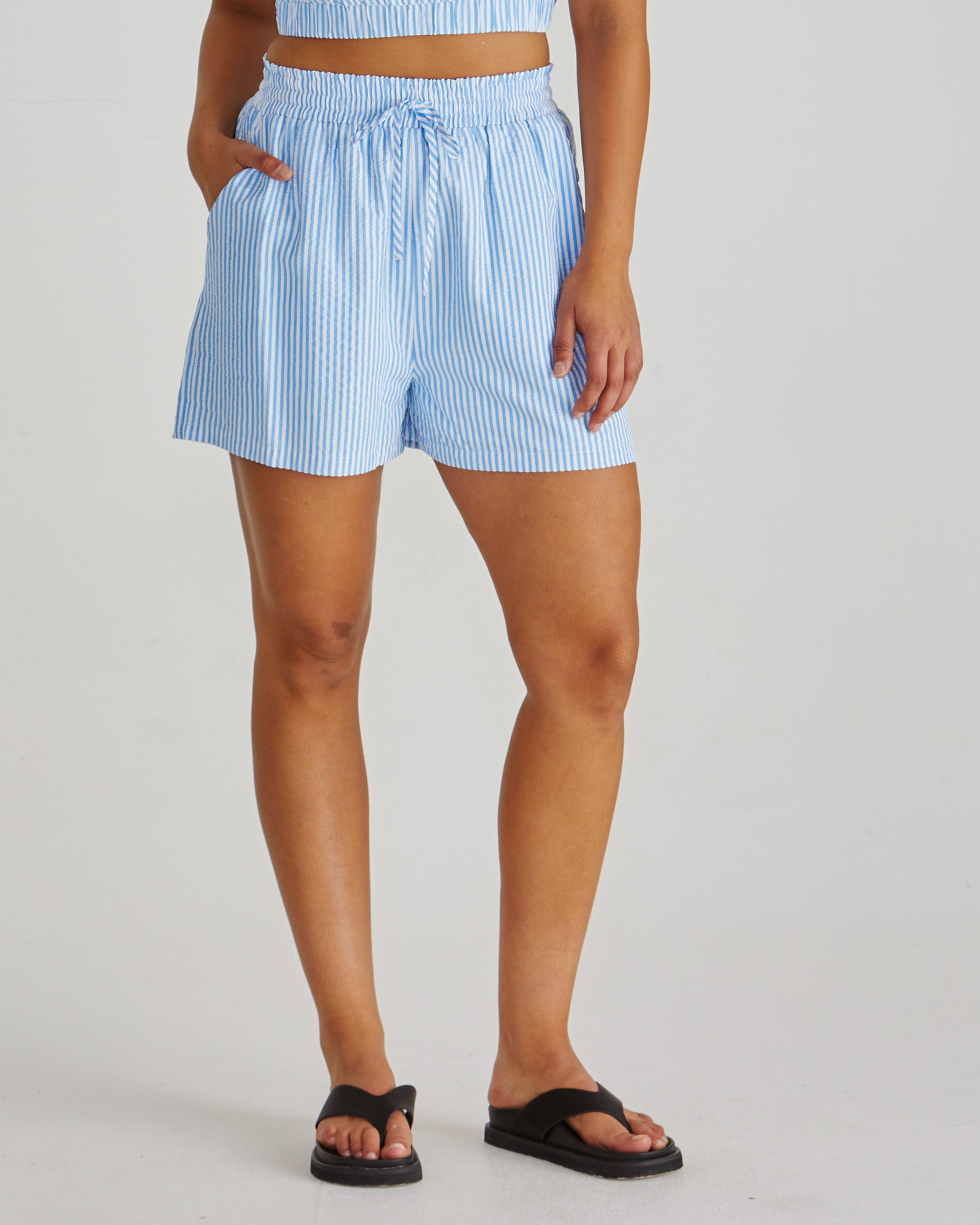 Alani Shorts - Blue White Stripe