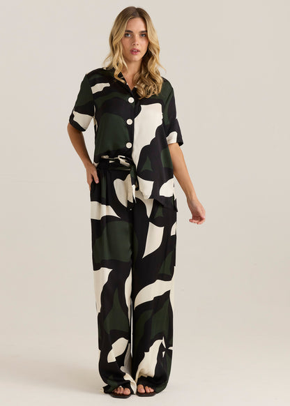 Tarni Satin Pants - Abstract Iris