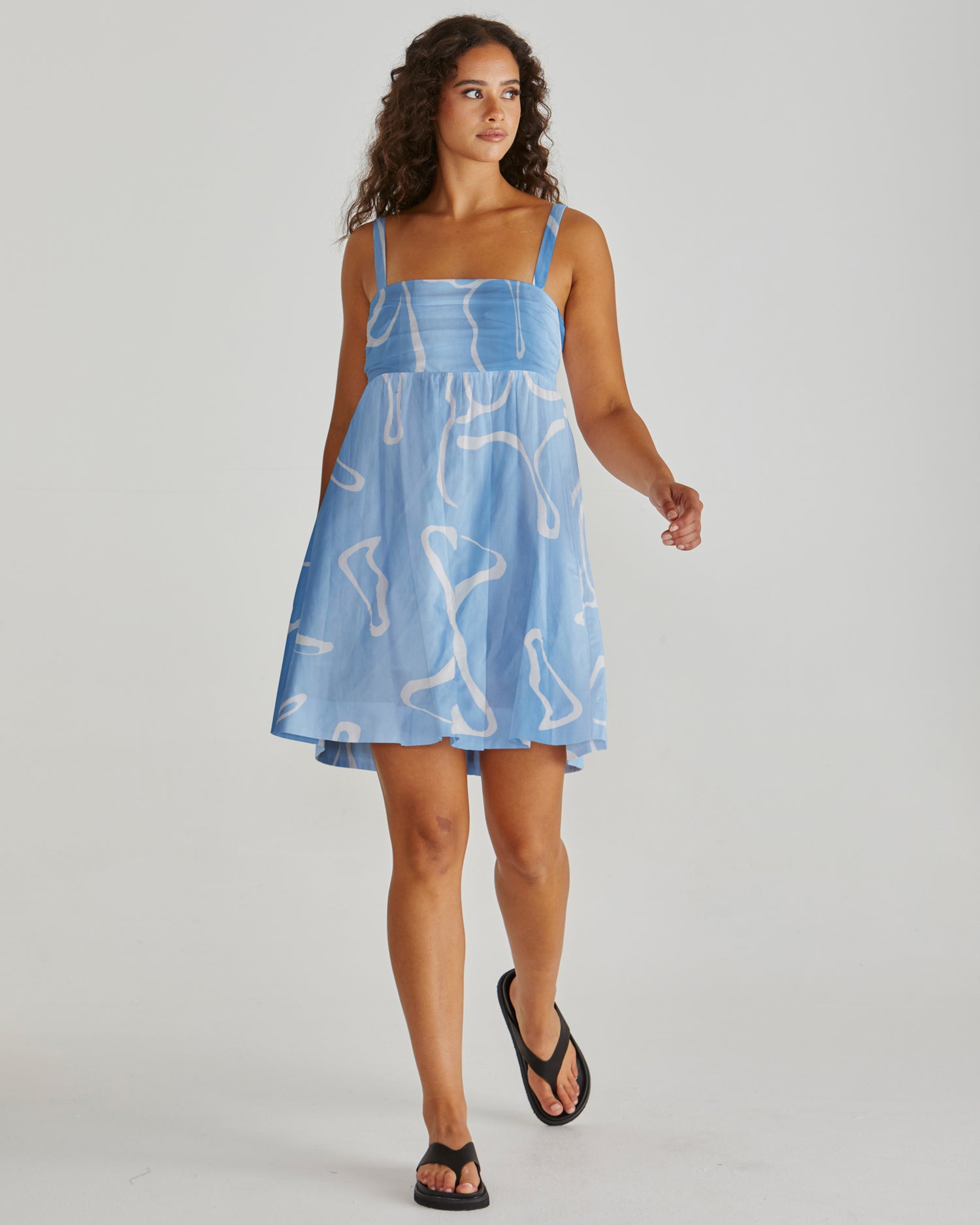 Tilda Empire Line Mini Dress - Abstract Daisy