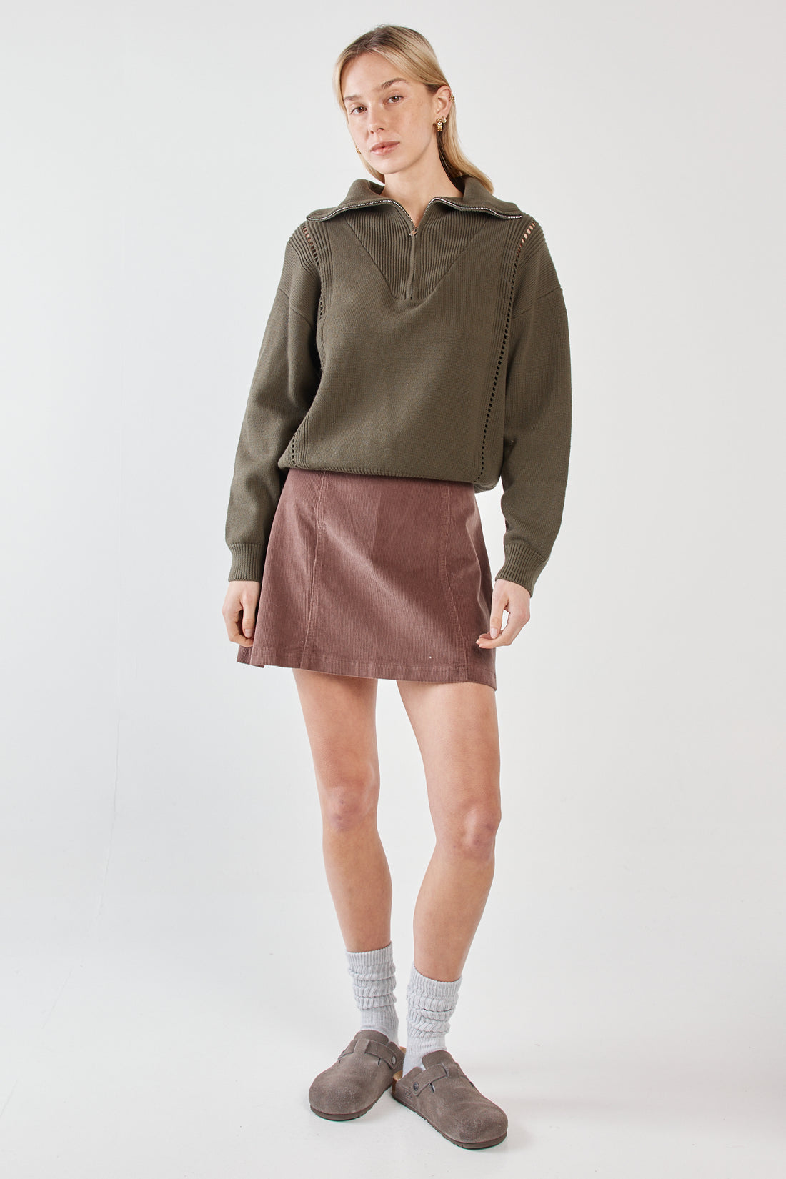 Parco Cord Mini Skirt - Mushroom Brown