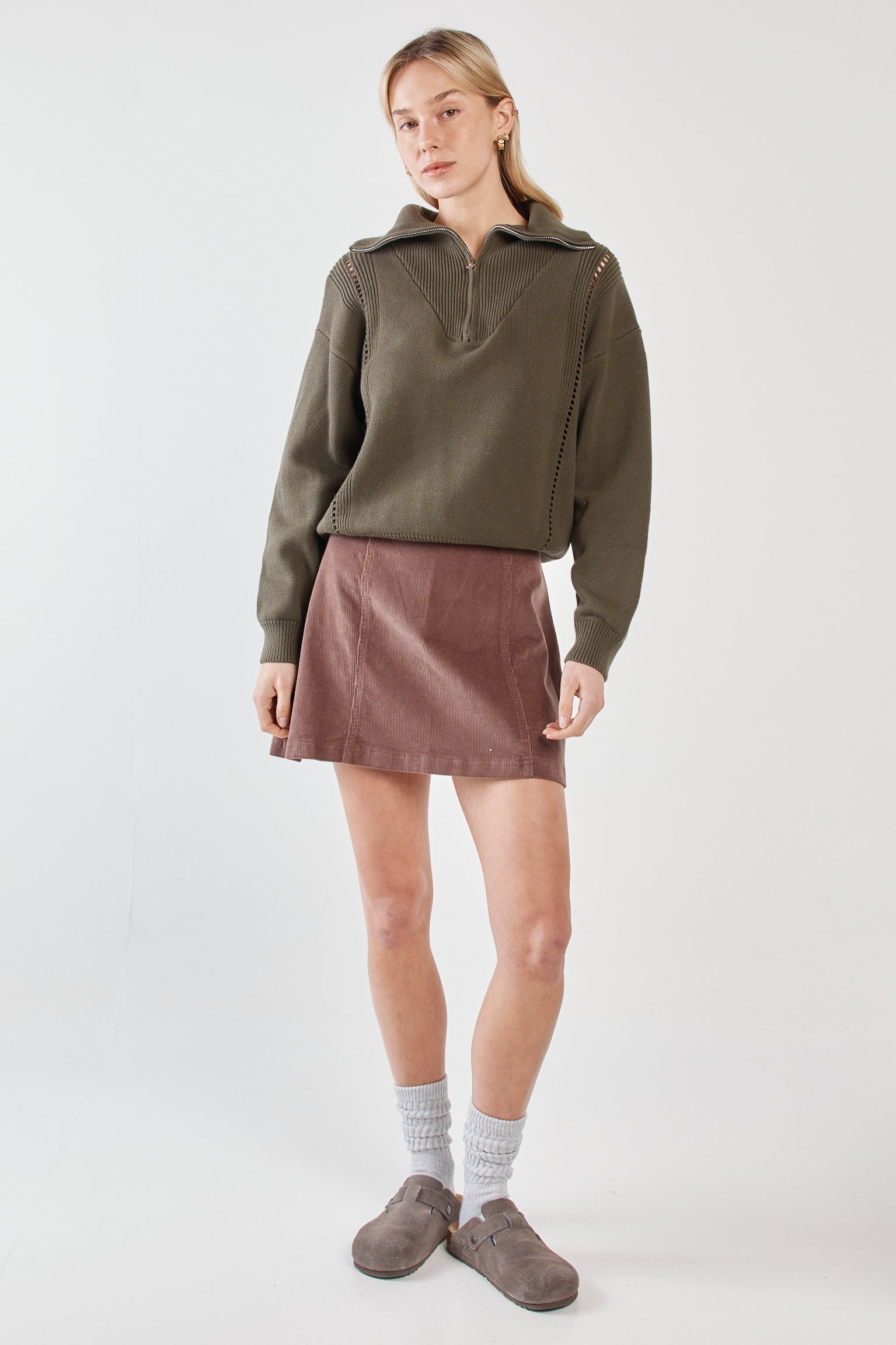 Parco Cord Mini Skirt - Mushroom Brown