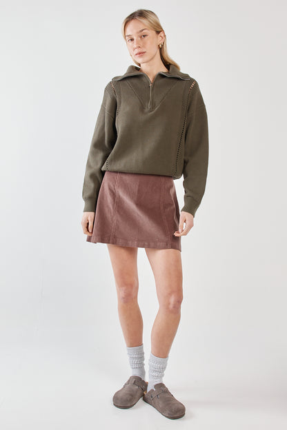 Parco Cord Mini Skirt - Mushroom Brown