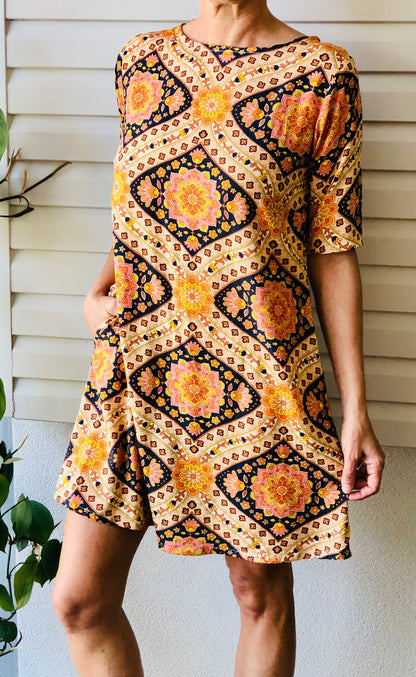 Avalon Dress - Orange Print