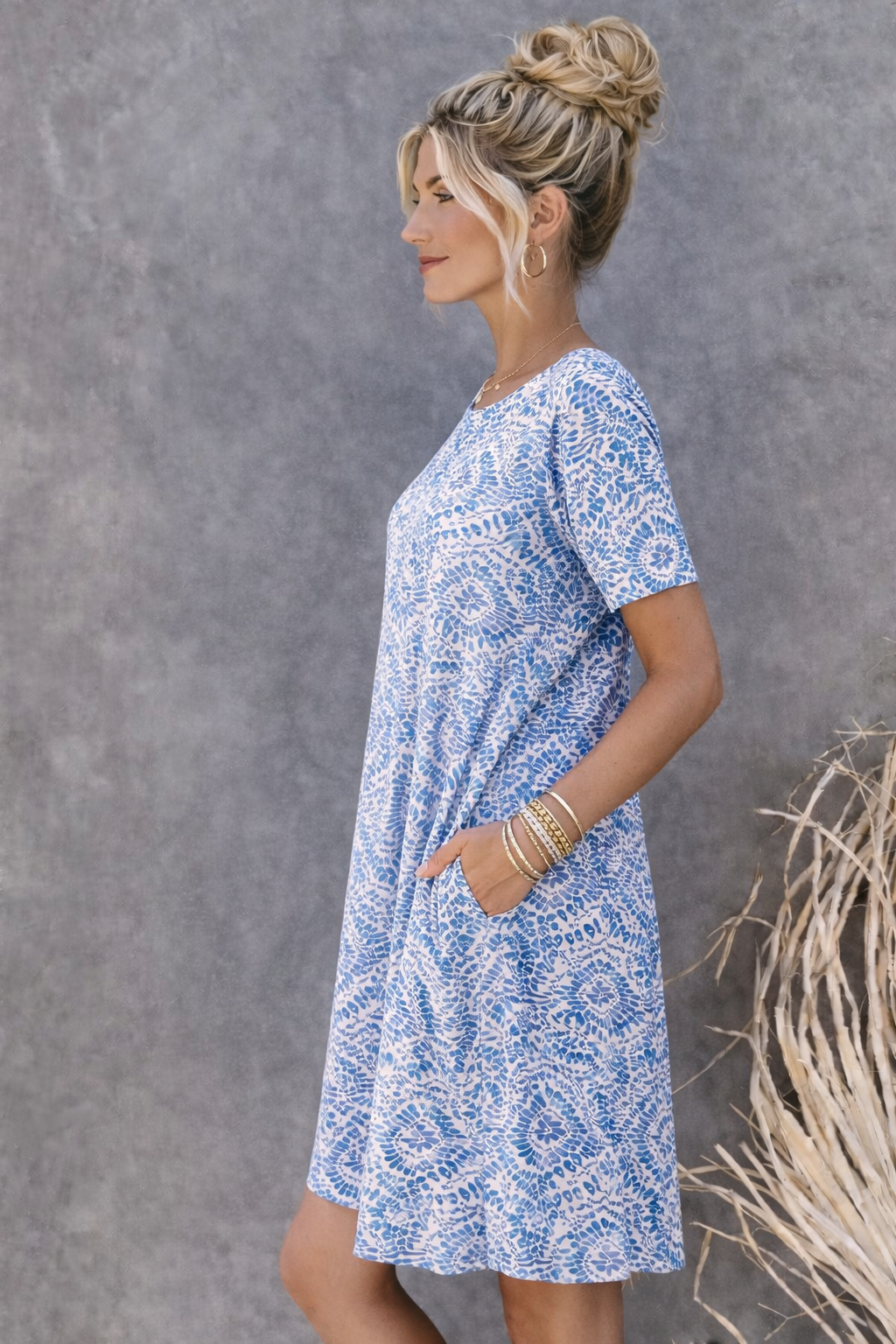 Avalon Dress - Blue Print