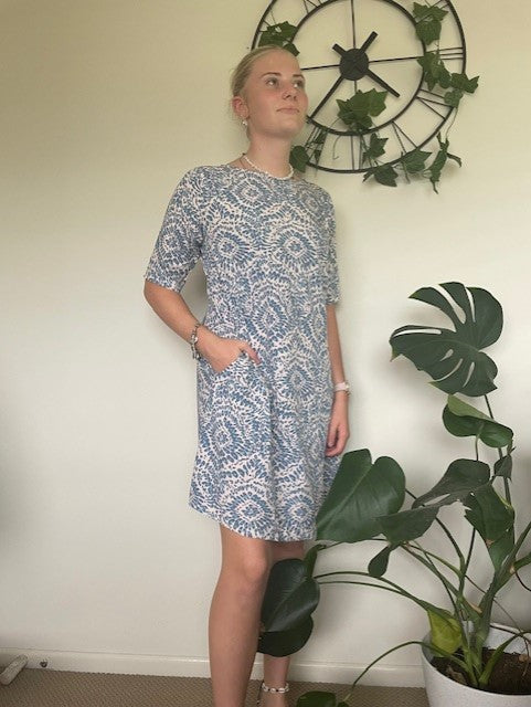 Avalon Dress - Blue Print
