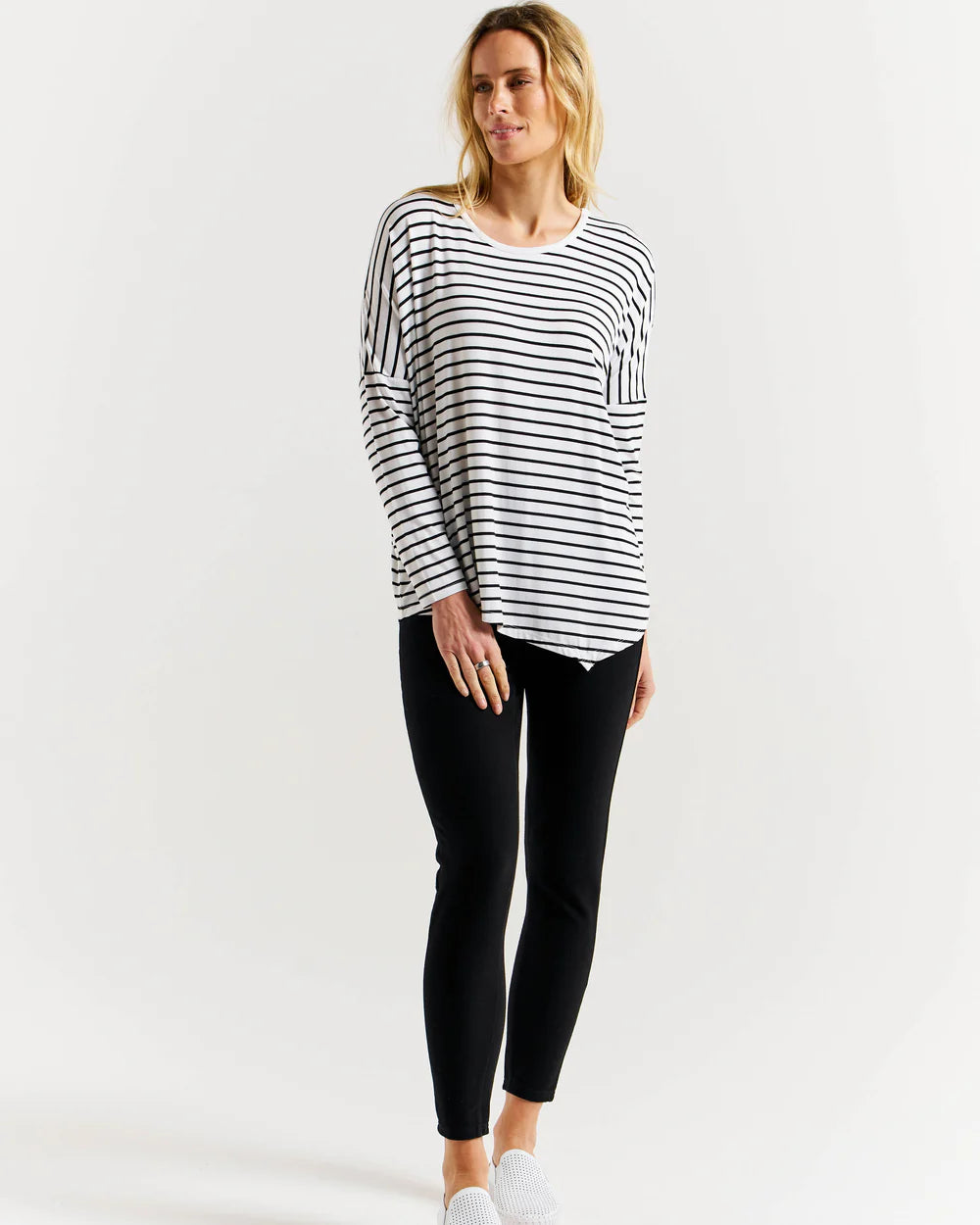 Clemont Bamboo Top - Mono Stripe