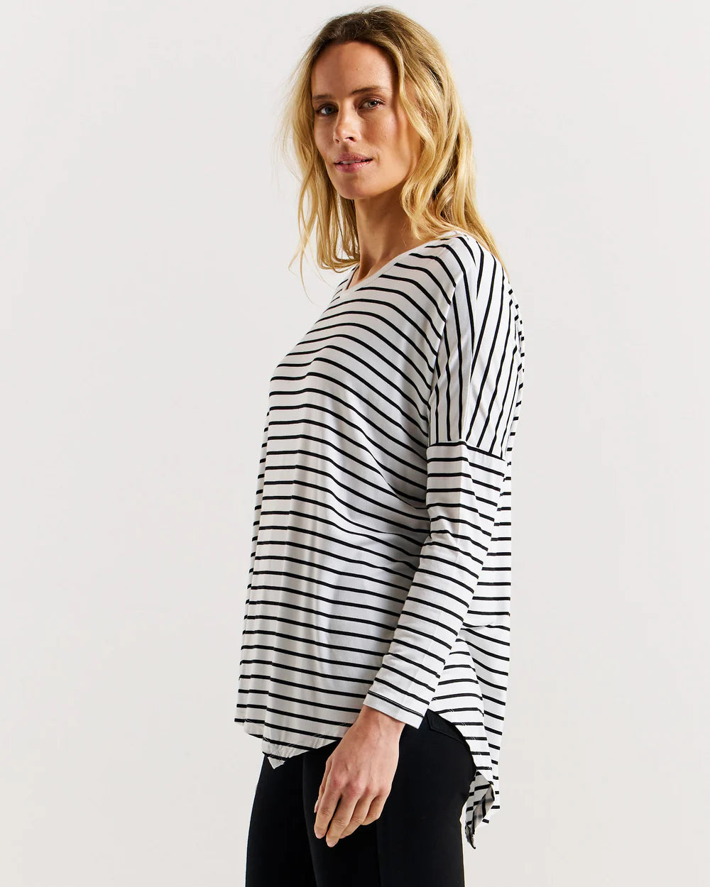 Clemont Bamboo Top - Mono Stripe