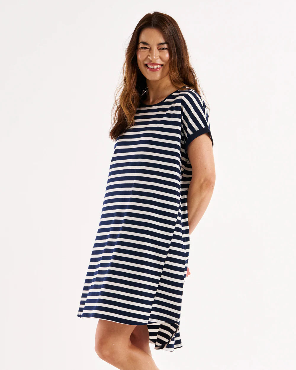 Maxine T-Shirt Dress - Navy Stripe