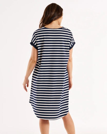 Maxine T-Shirt Dress - Navy Stripe