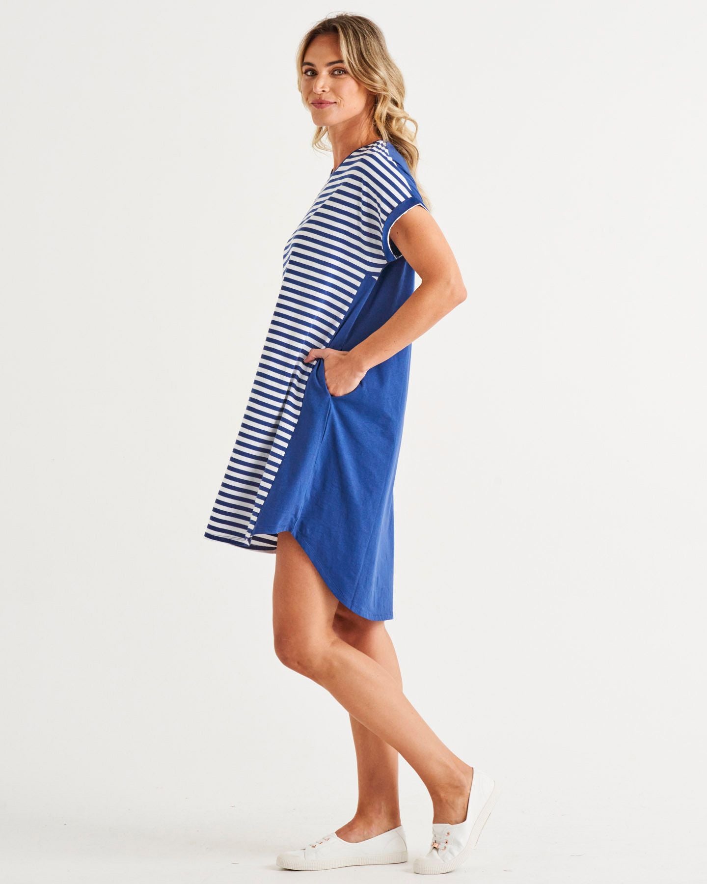 Maxine TShirt Dress - Ocean Stripe
