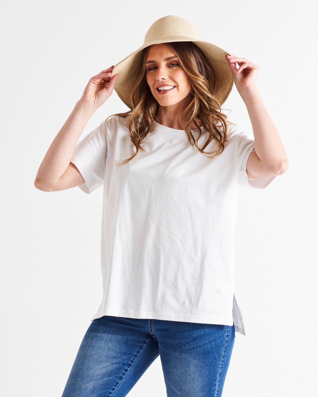 Mia Split Hem Tee - White