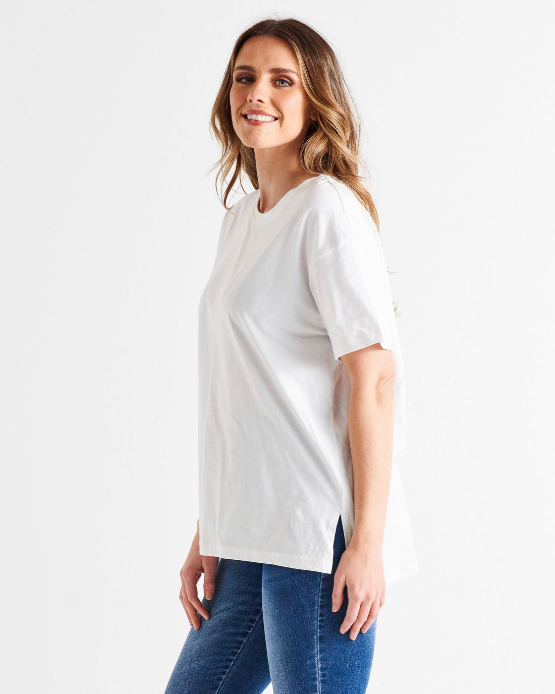 Mia Split Hem Tee - White