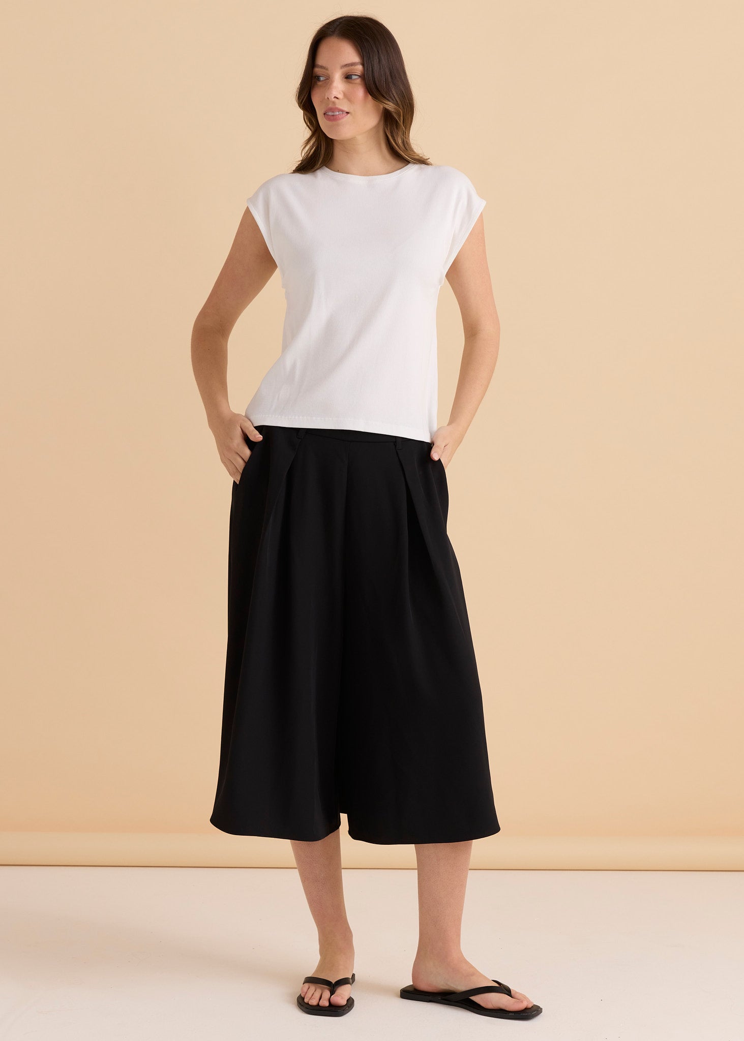 Rib Cuff Tee - White