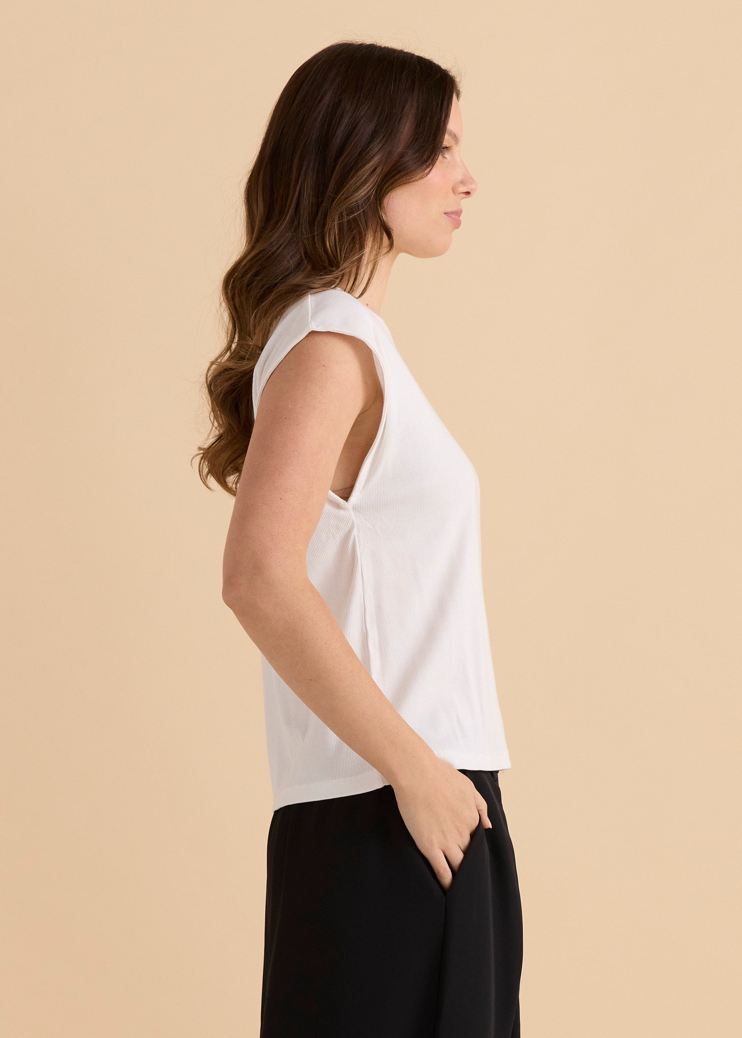 Rib Cuff Tee - White