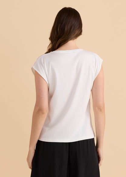 Rib Cuff Tee - White