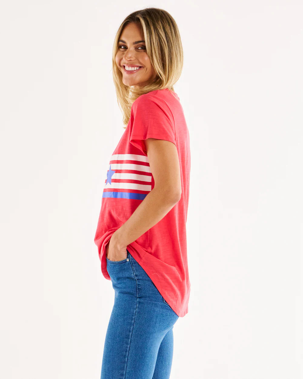 Amber Print Tee - Star Race Strip