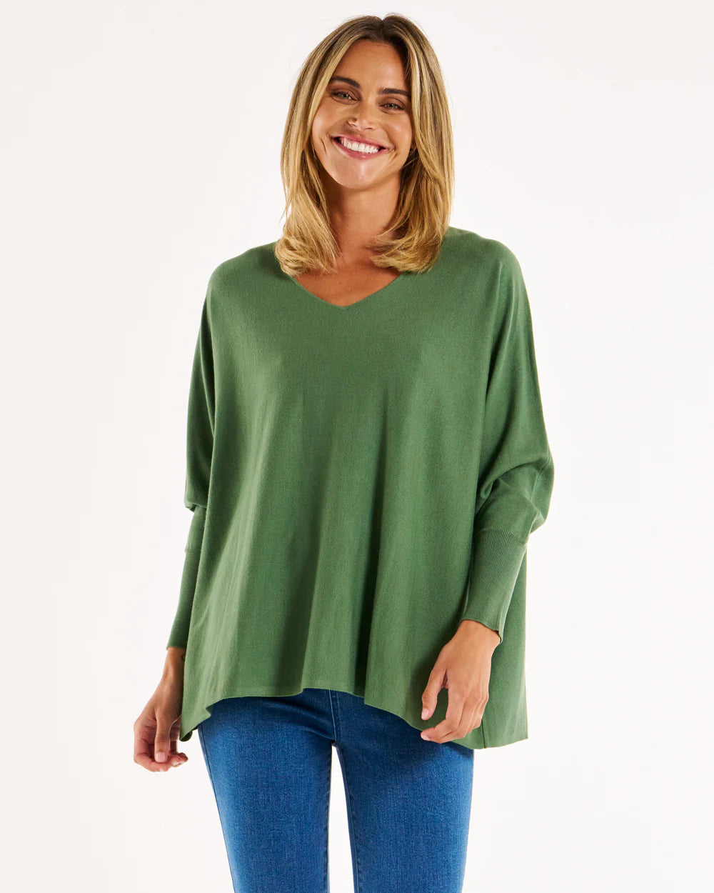 Destiny V-Neck Lightweight Knit Jumper - Powder Green