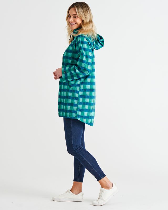 Rosie Waterproof Raincoat - Blue/Green Tartan