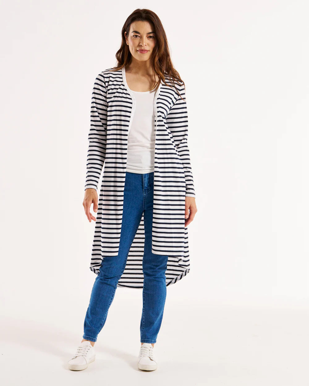 Byron Loose Sleeve Cardigan - Blue/White Stripe