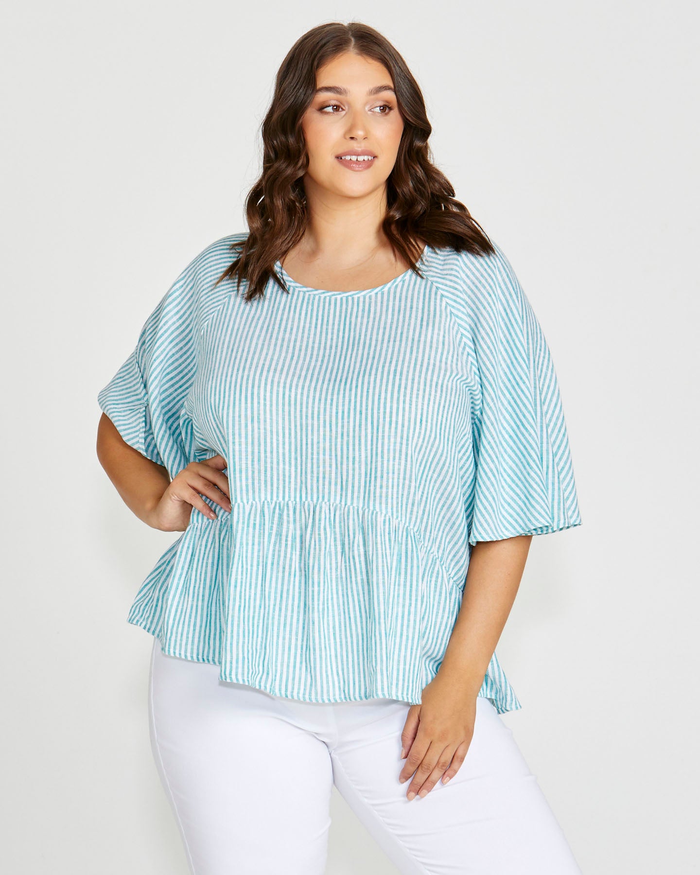 Cassandra Top - Teal Stripe