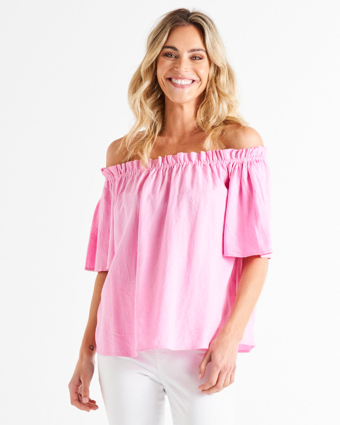 Jessica Shoulder Top - Prism Pink