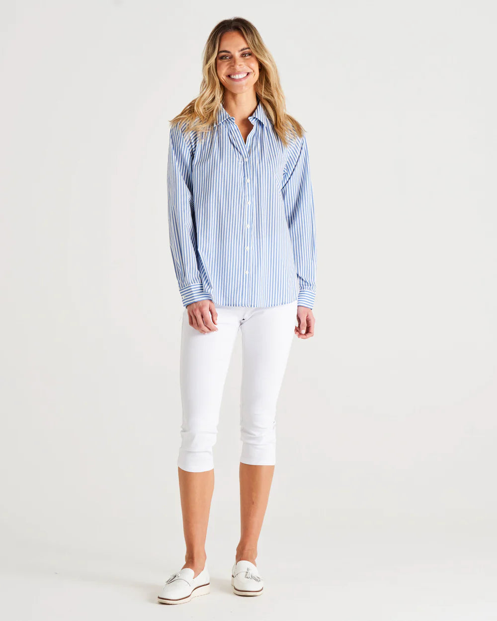 Jackie Blouse - Blue Stripe