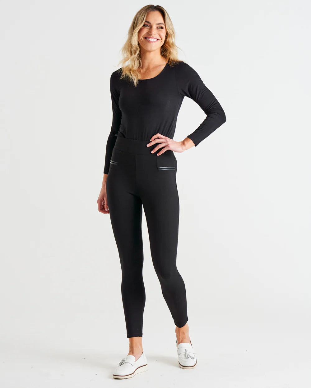 Gwen Stretchy Ponte Leggings - Black