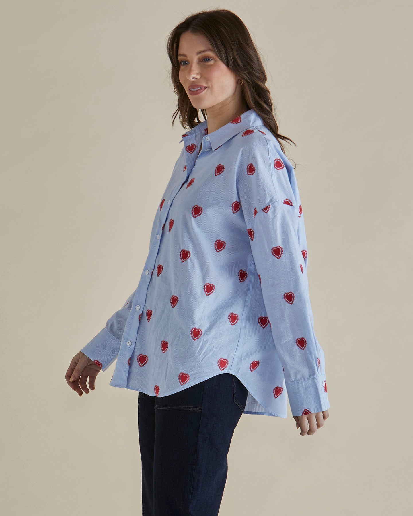 Sage Shirt - Blue Heart Stripe