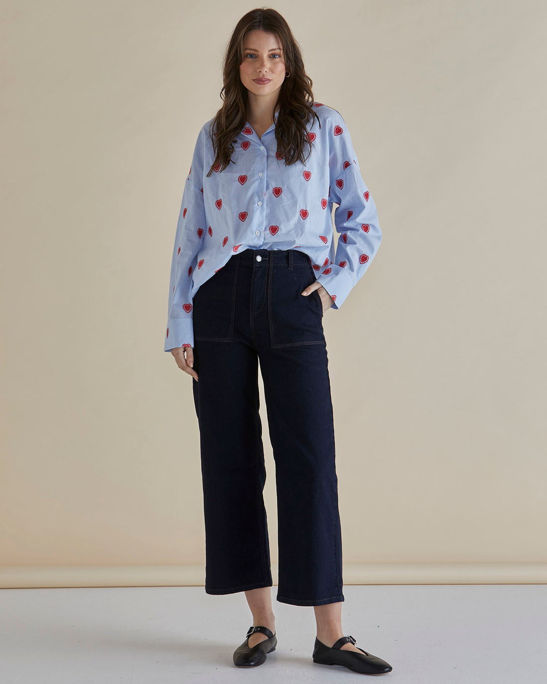 Sage Shirt - Blue Heart Stripe