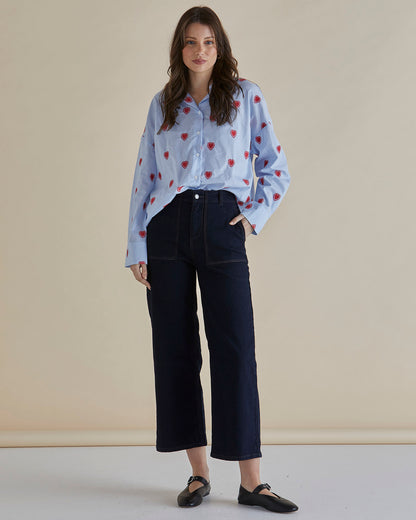 Sage Shirt - Blue Heart Stripe