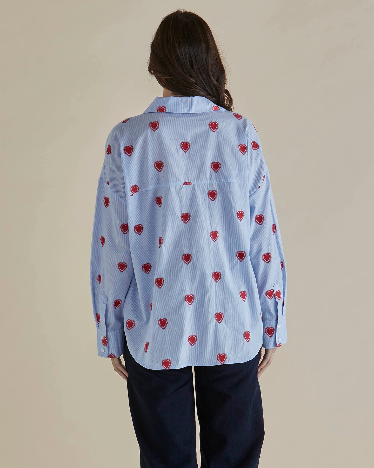 Sage Shirt - Blue Heart Stripe