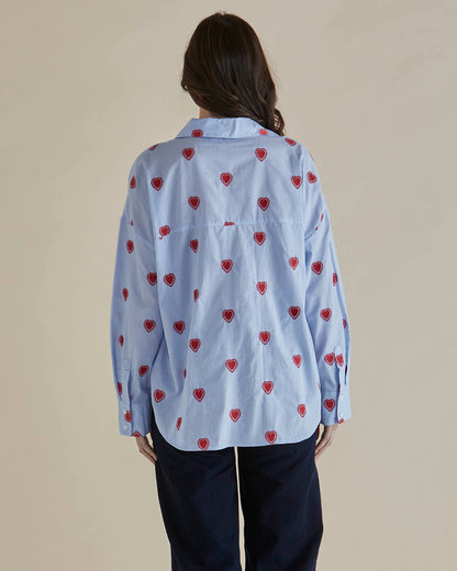 Sage Shirt - Blue Heart Stripe