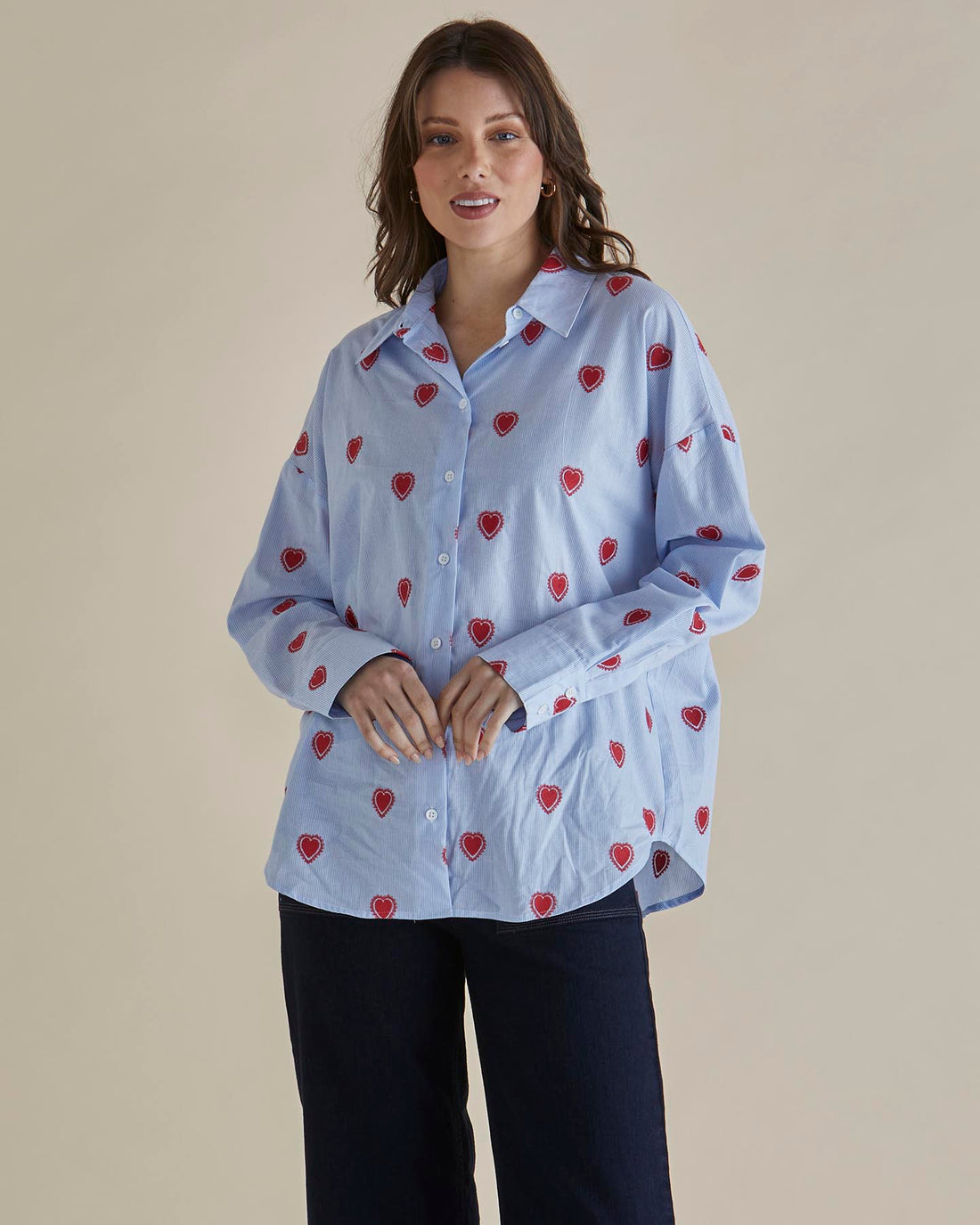 Sage Shirt - Blue Heart Stripe