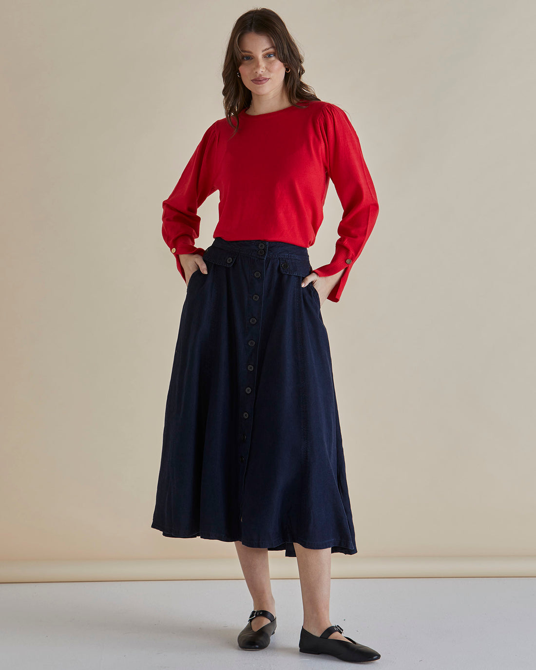Lola Lyocell Skirt - Dark Vintage Blue