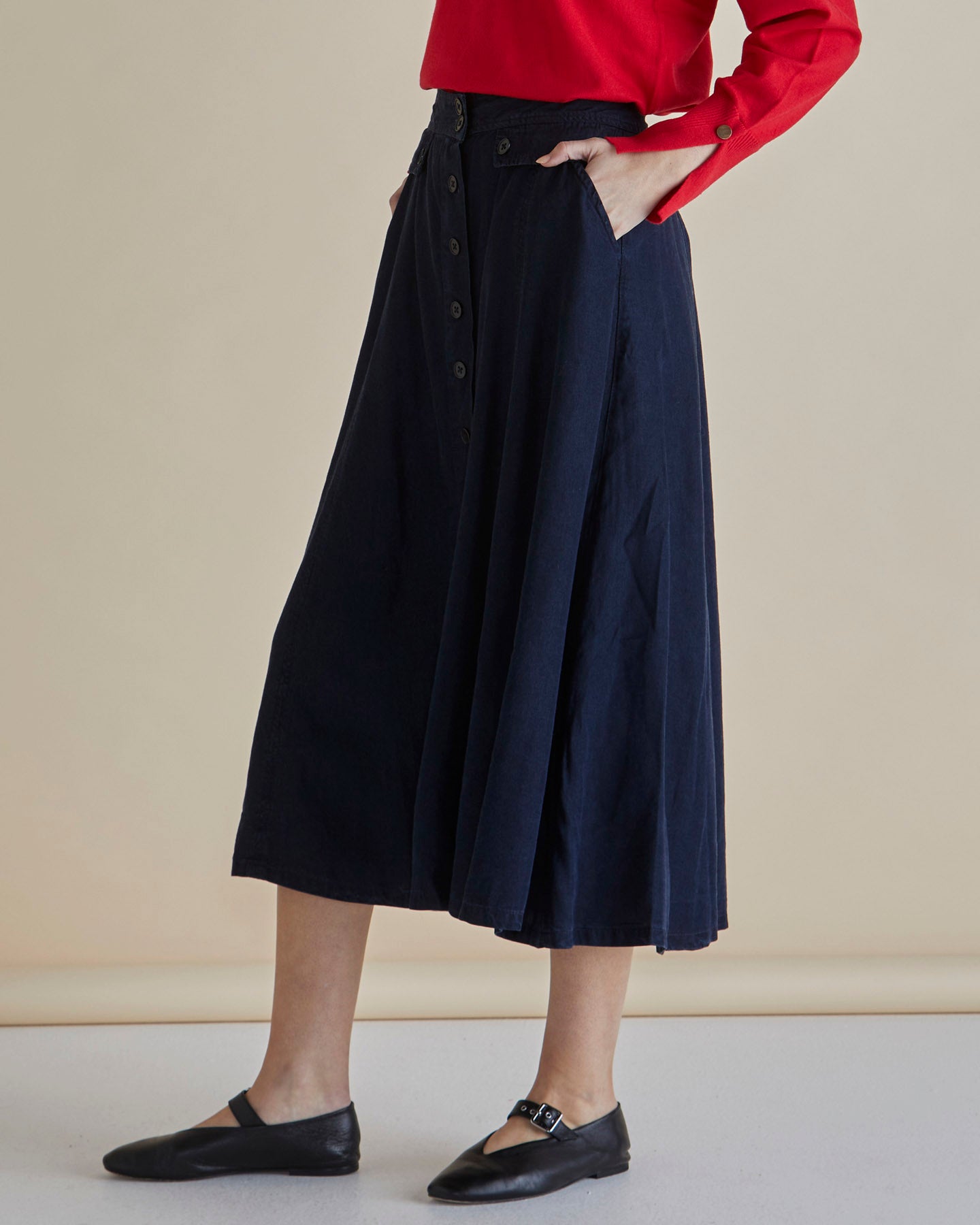 Lola Lyocell Skirt - Dark Vintage Blue