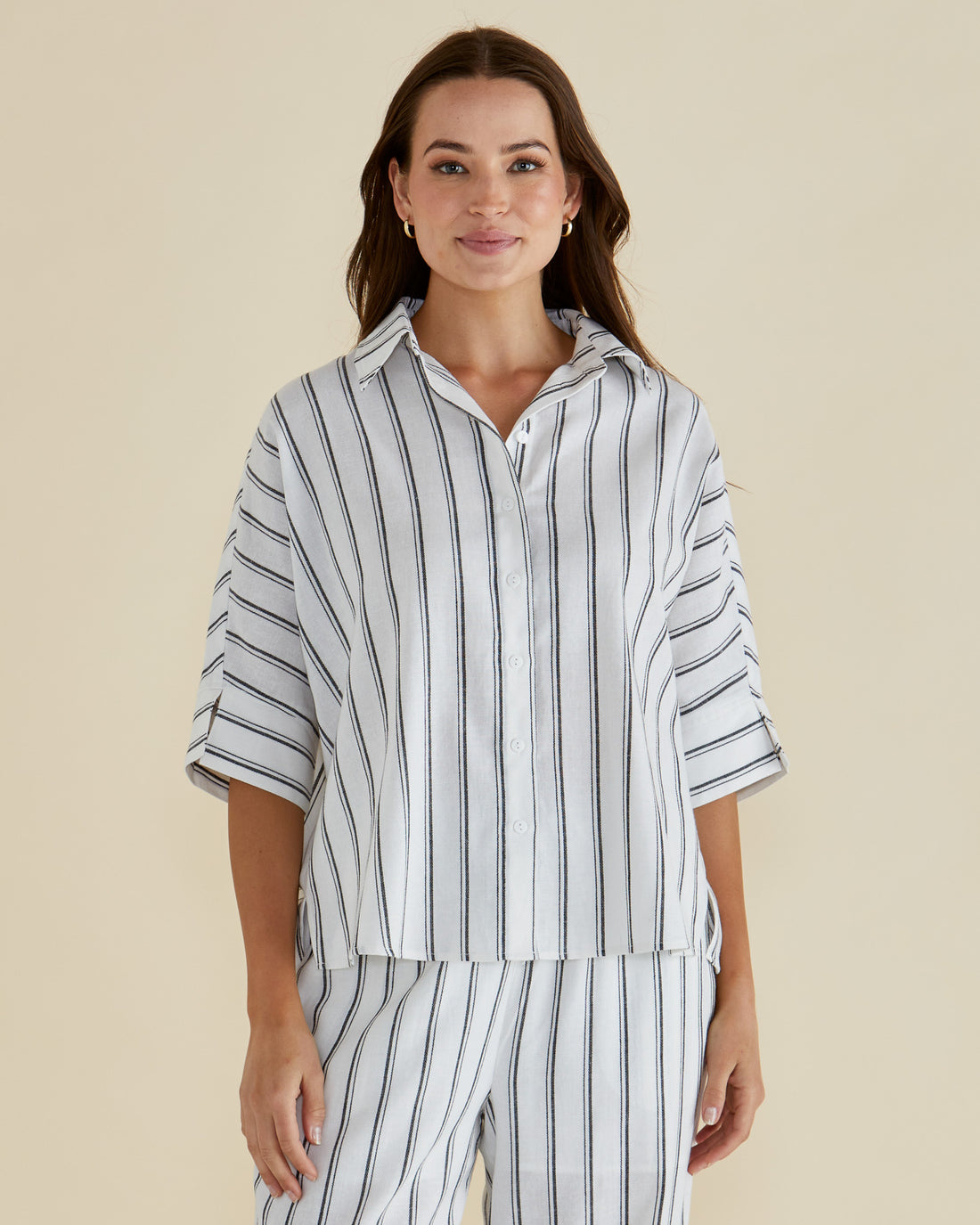 Lynwood Linen Shirt - Black/White Stripe