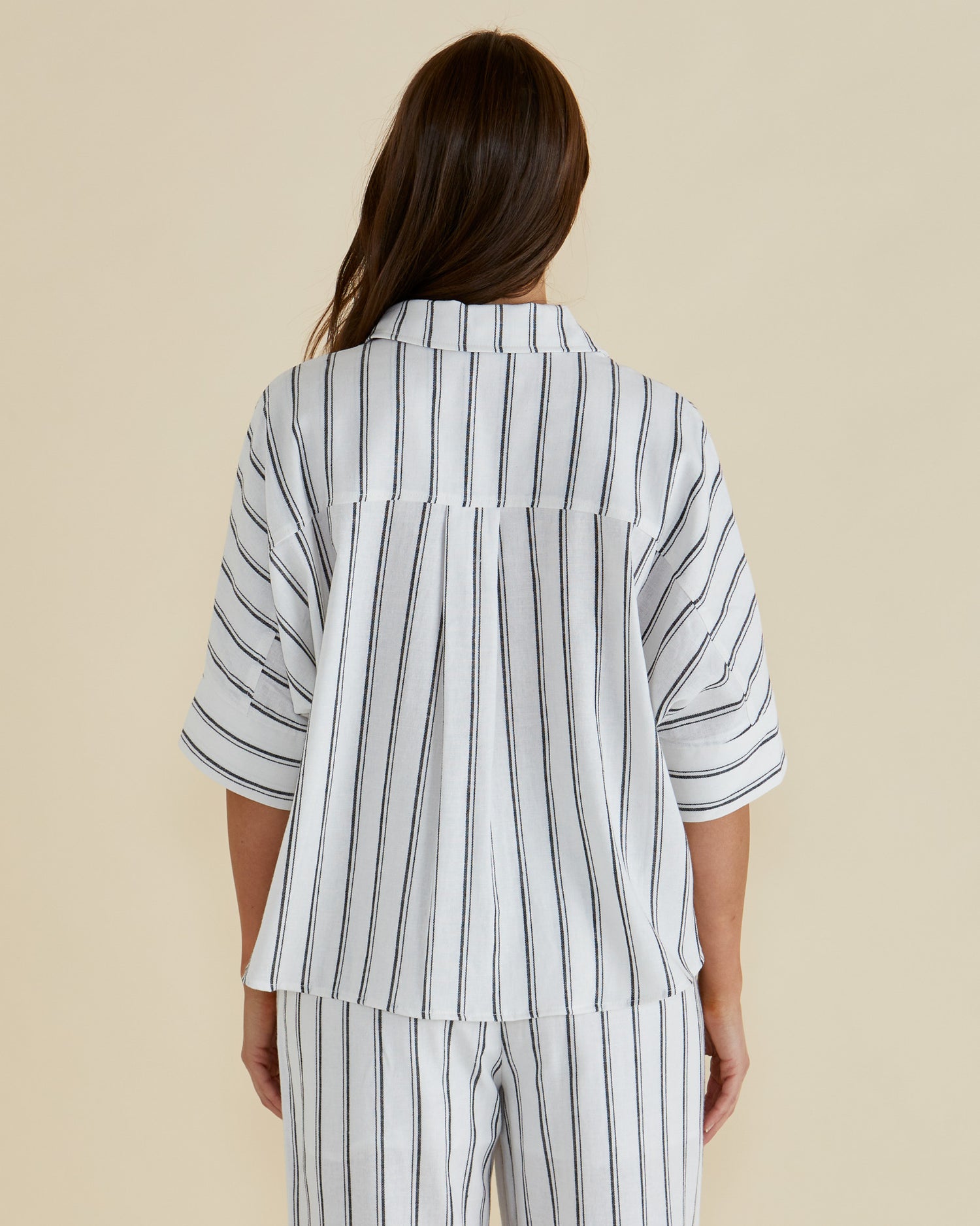 Lynwood Linen Shirt - Black/White Stripe