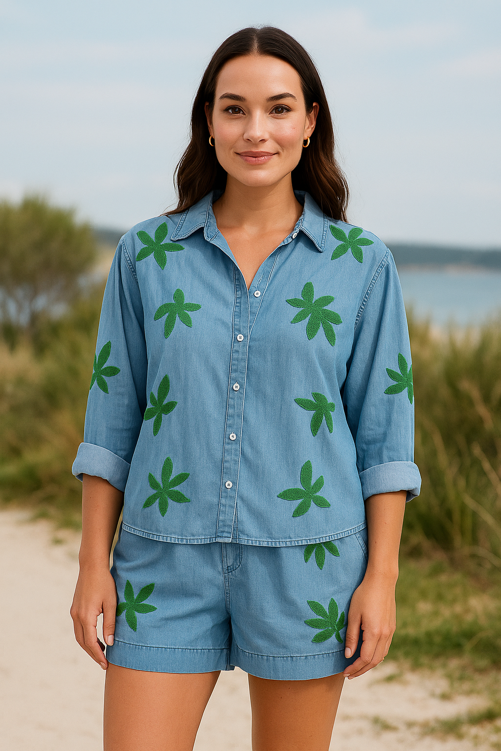 Daria Lyocell Shirt - Leaf Mid Wash