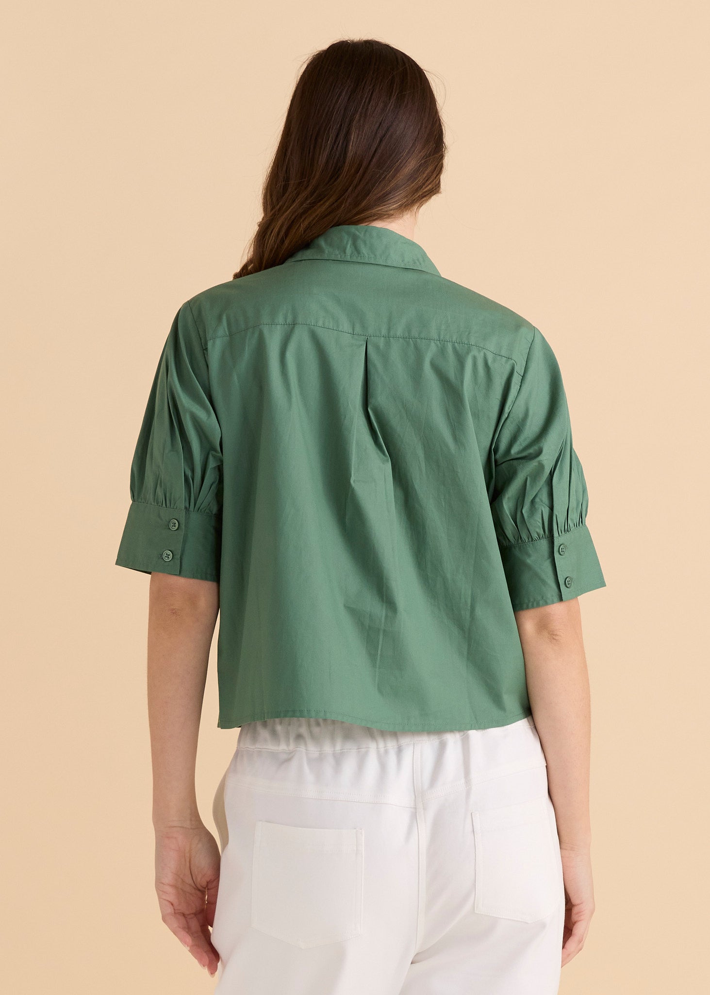 Reagan Poplin Top - Green